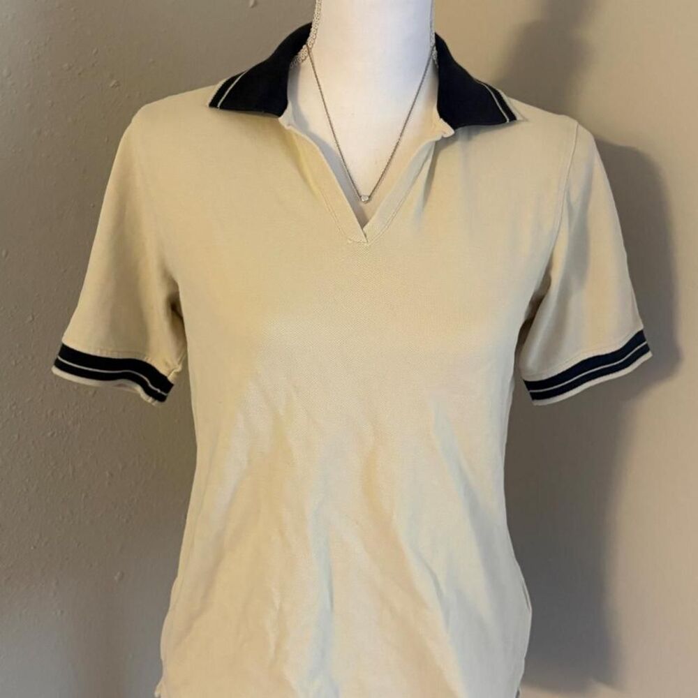 vintage extreme golf Cream & black cotton polo shirt